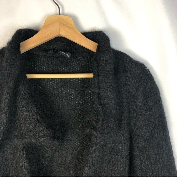 The Kooples Black Mohair Blend Open Drape Front Cardigan Sweater 3/L - Picture 3 of 3